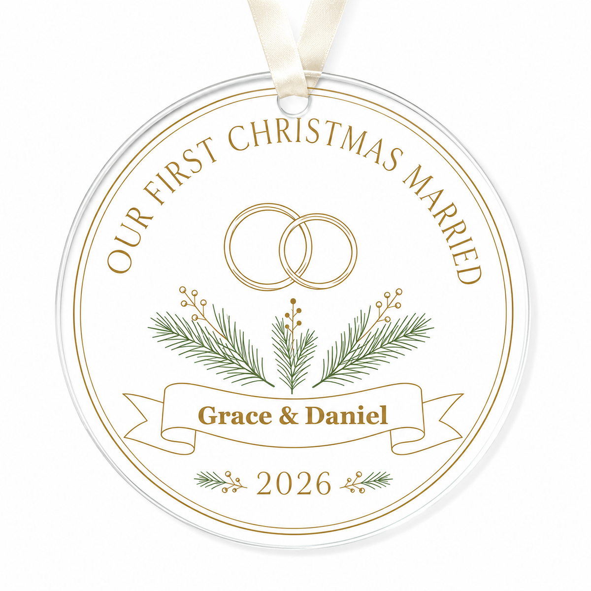 linear rings glass ornament mockup