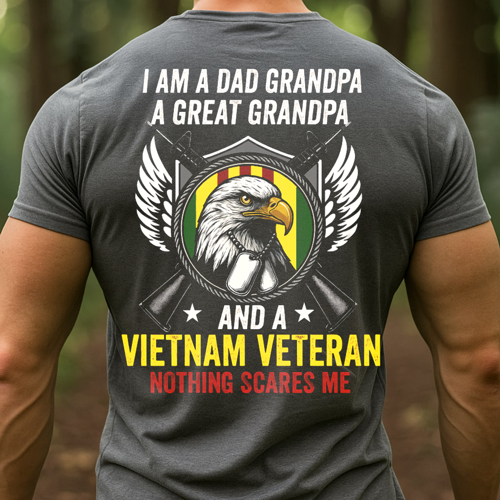 I Am A Grandpa Great Grandpa and a VietNam Veteran T-Shirt, Patriotic Eagle Design, Perfect Gift for Veterans Day