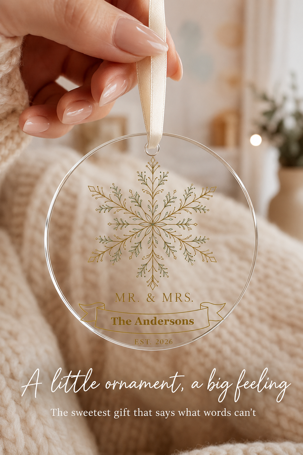 snowflake glass ornament mockup
