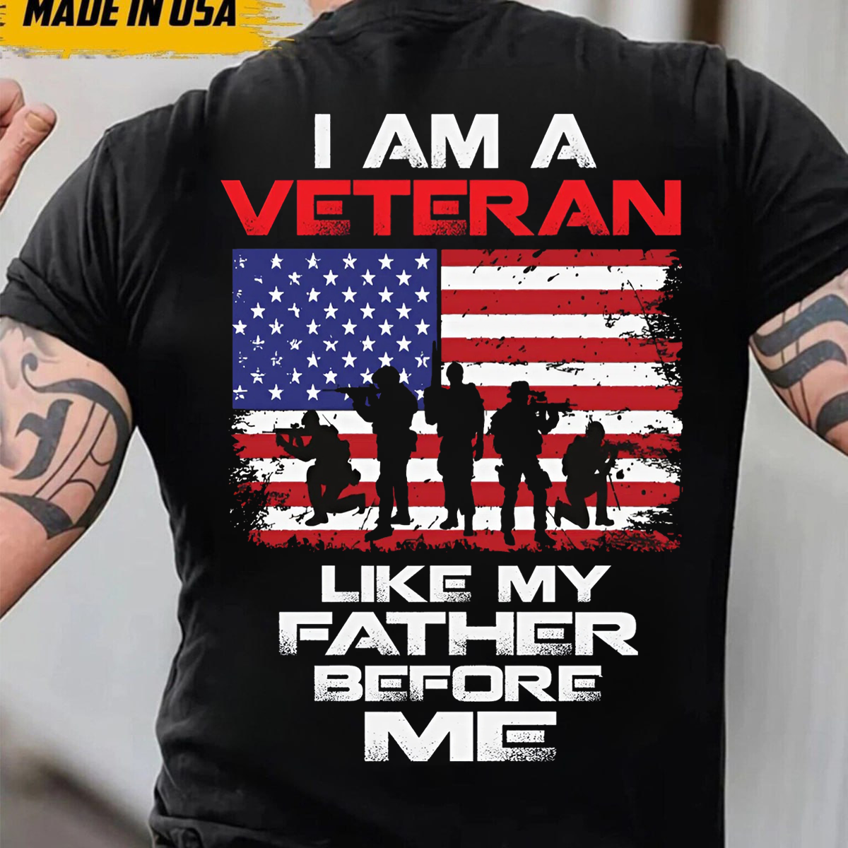 I Am Veteran Like My Father Before Me T-Shirt, Veteran and Flag Design, Idea Gift for Veterans Day
