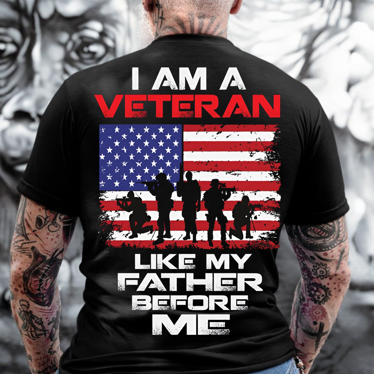 I Am Veteran Like My Father Before Me T-Shirt, Veteran and Flag Design, Idea Gift for Veterans Day