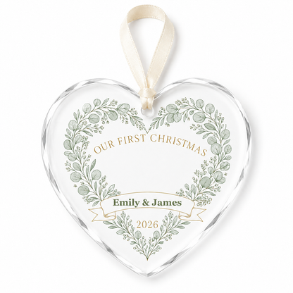 heart monogram wreath glass ornament mockup