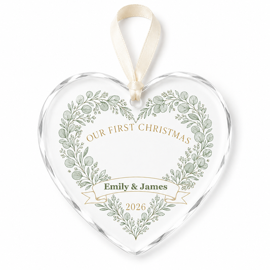 heart monogram wreath glass ornament mockup