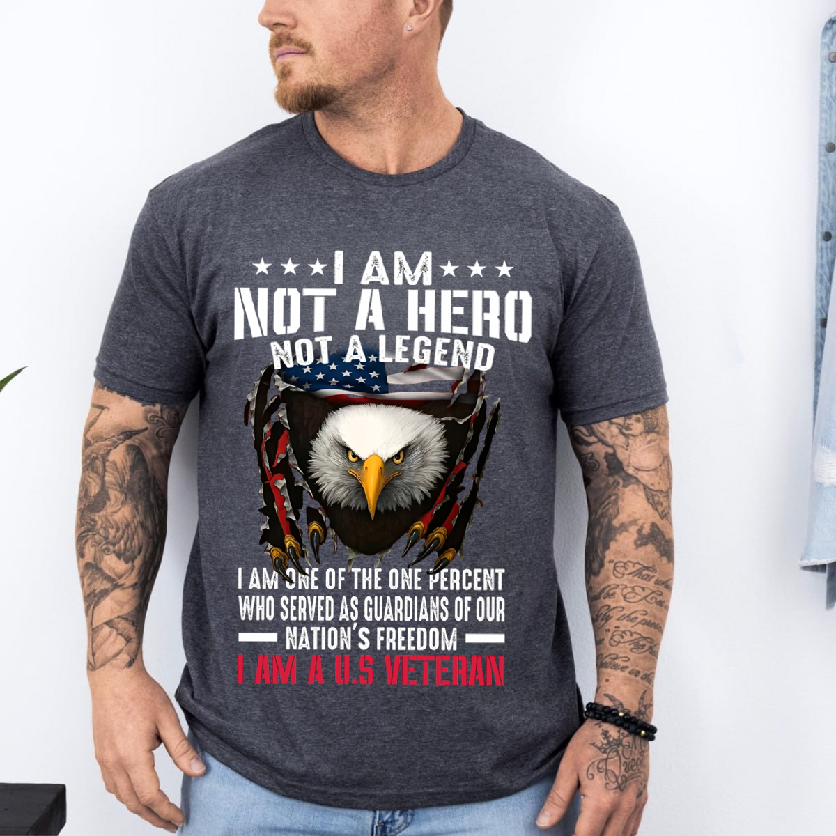 Proud U.S. Veteran Shirt - Not a Hero Not a Legend I'M A VETERAN, Military Patriotic Tee