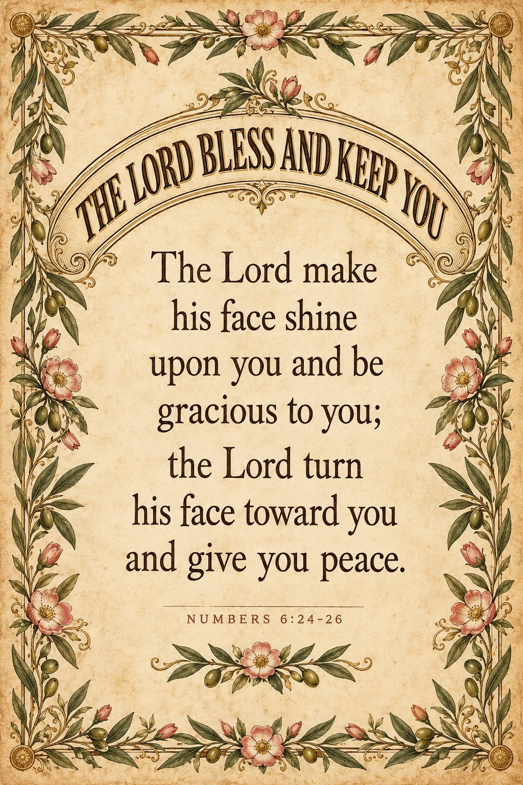Aaronic Blessing Scripture Poster, Minimalist Christian Art Print