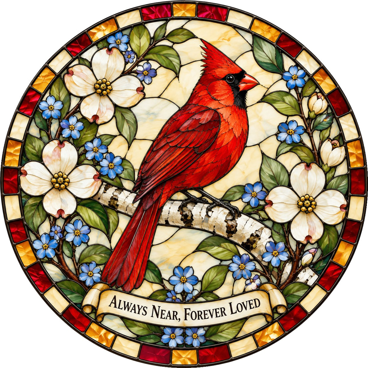 Cardinal of Comfort Memorial Suncatcher, Bereavement Glass Ornament