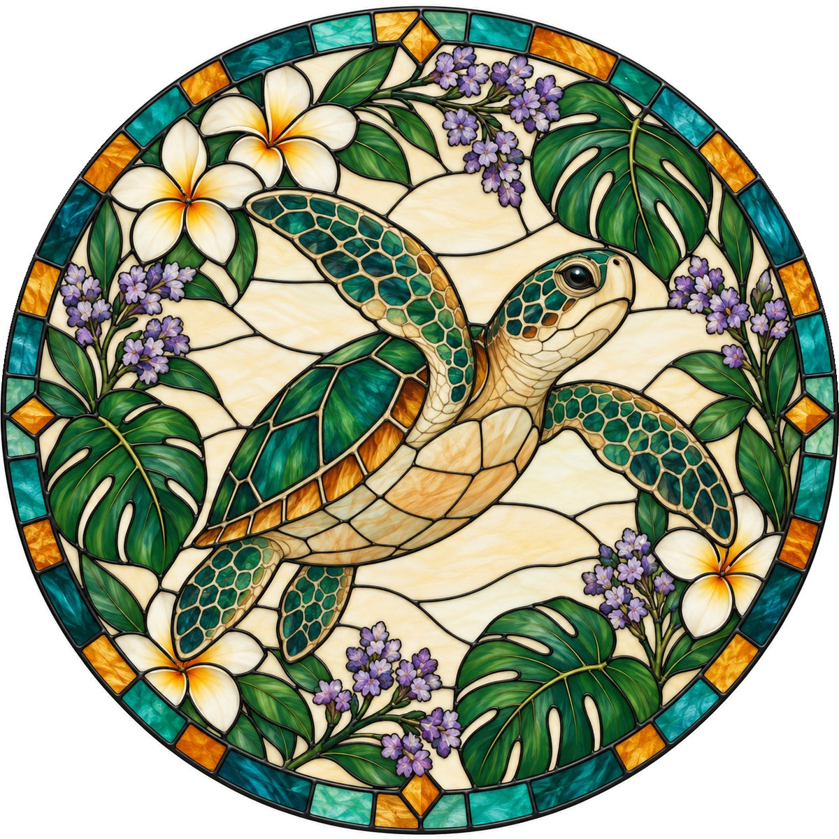 Serene Sea Turtle Suncatcher Coastal Hanging Window Ornament