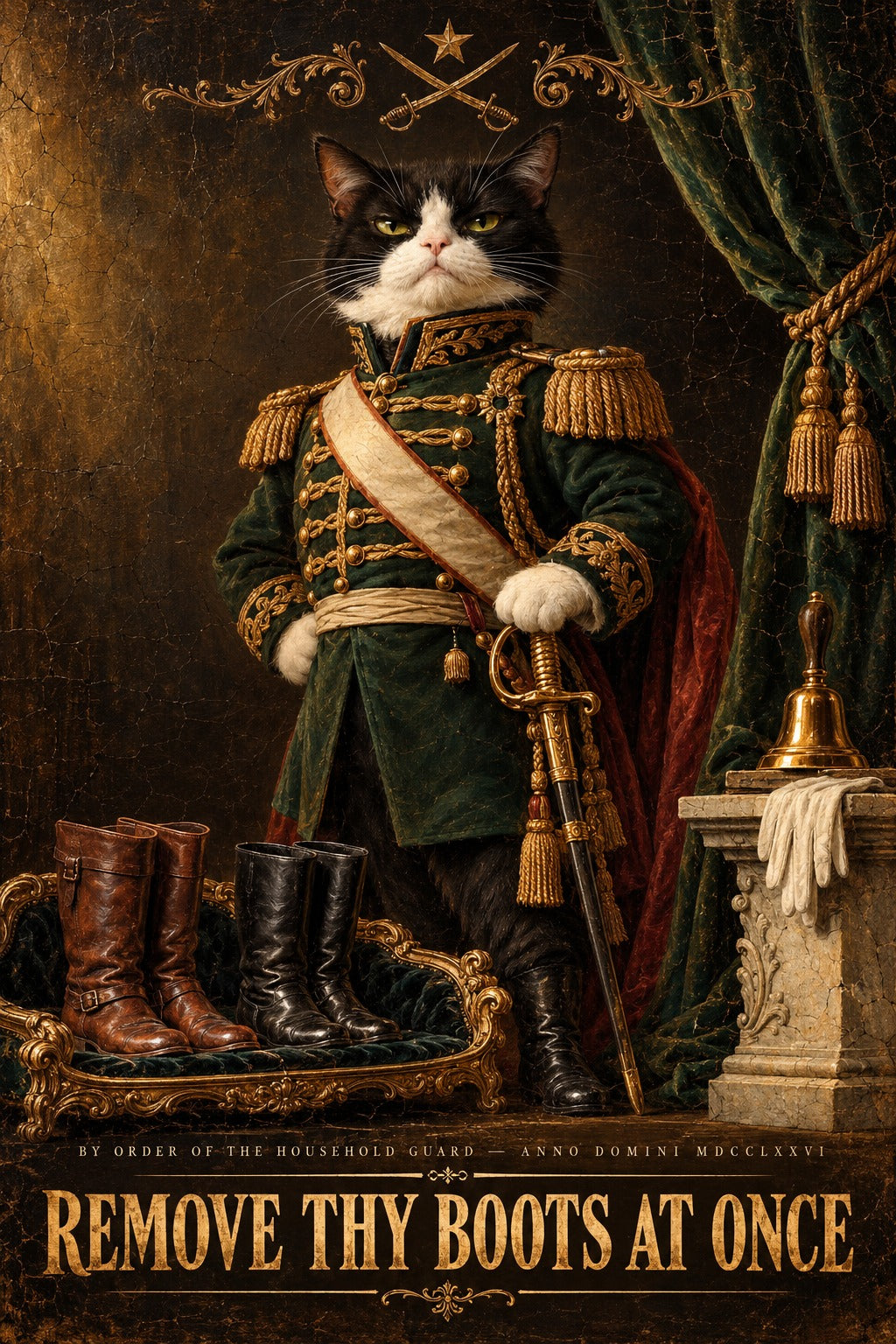 Regal Cat Military Sentry Remove Boots Wall Art Poster