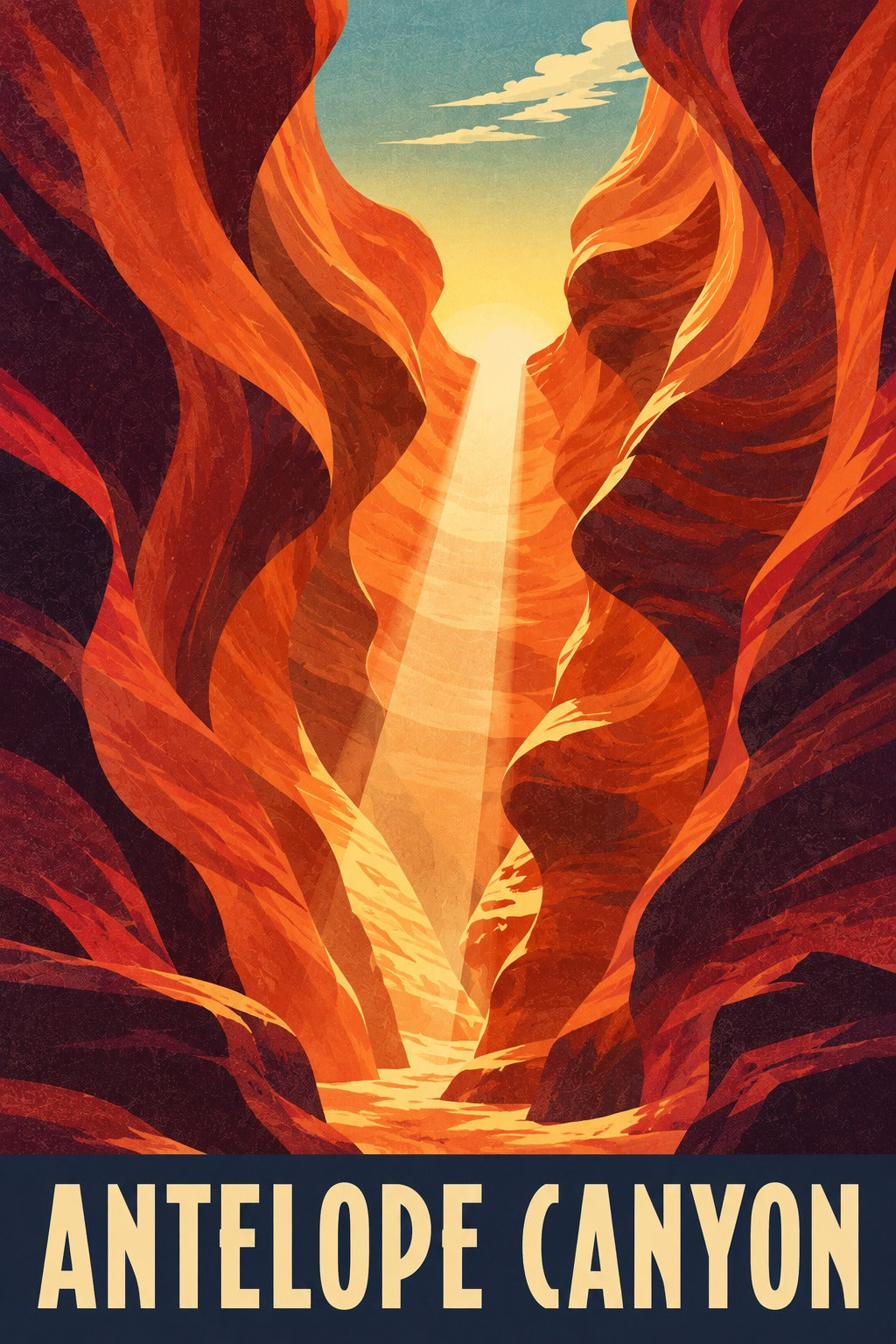 Antelope Canyon Vintage Travel Poster, Southwest Wall Art