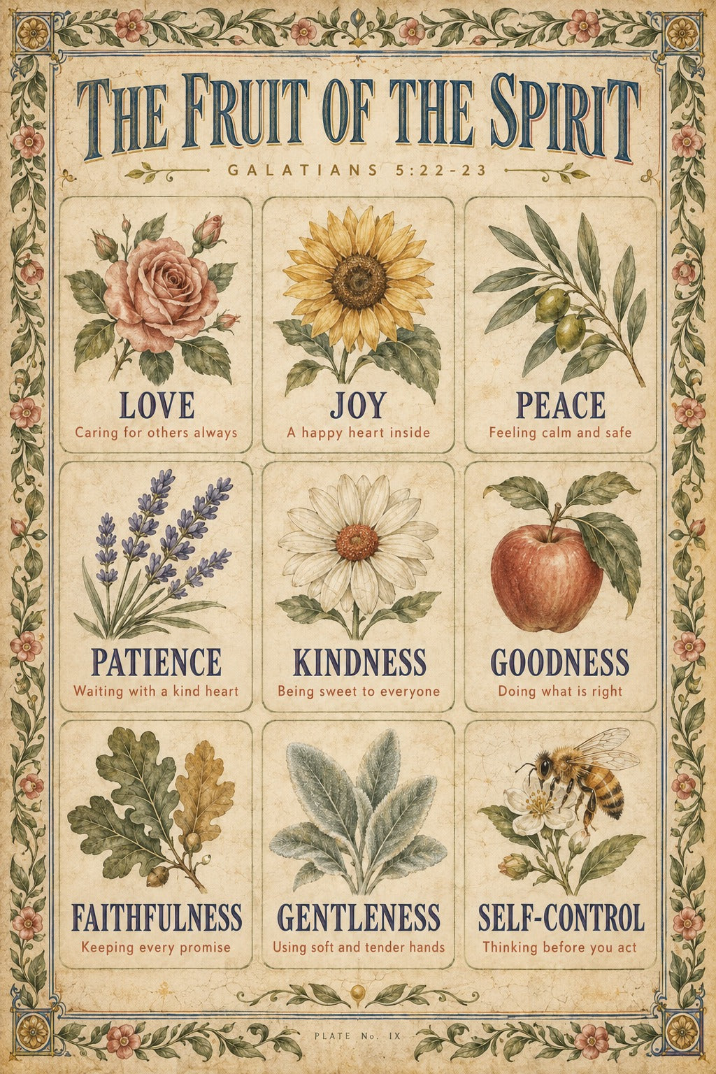 Fruit of the Spirit Nursery Scripture Poster, Galatians Wall Art