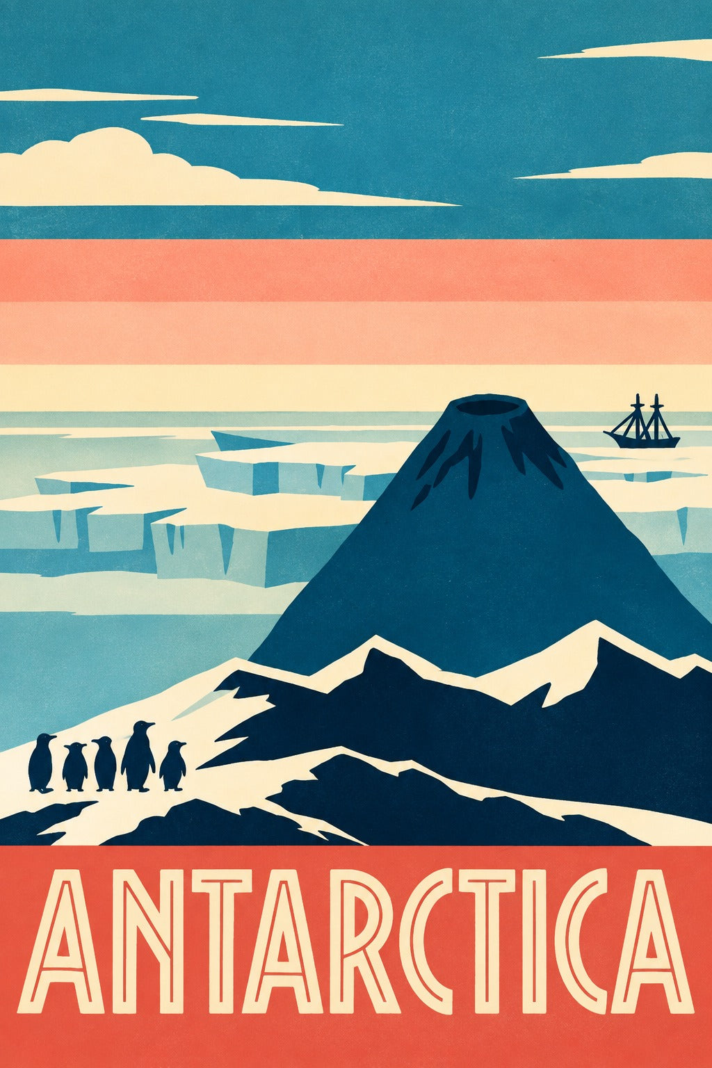 Antarctica Vintage Travel Poster Wall Art Print