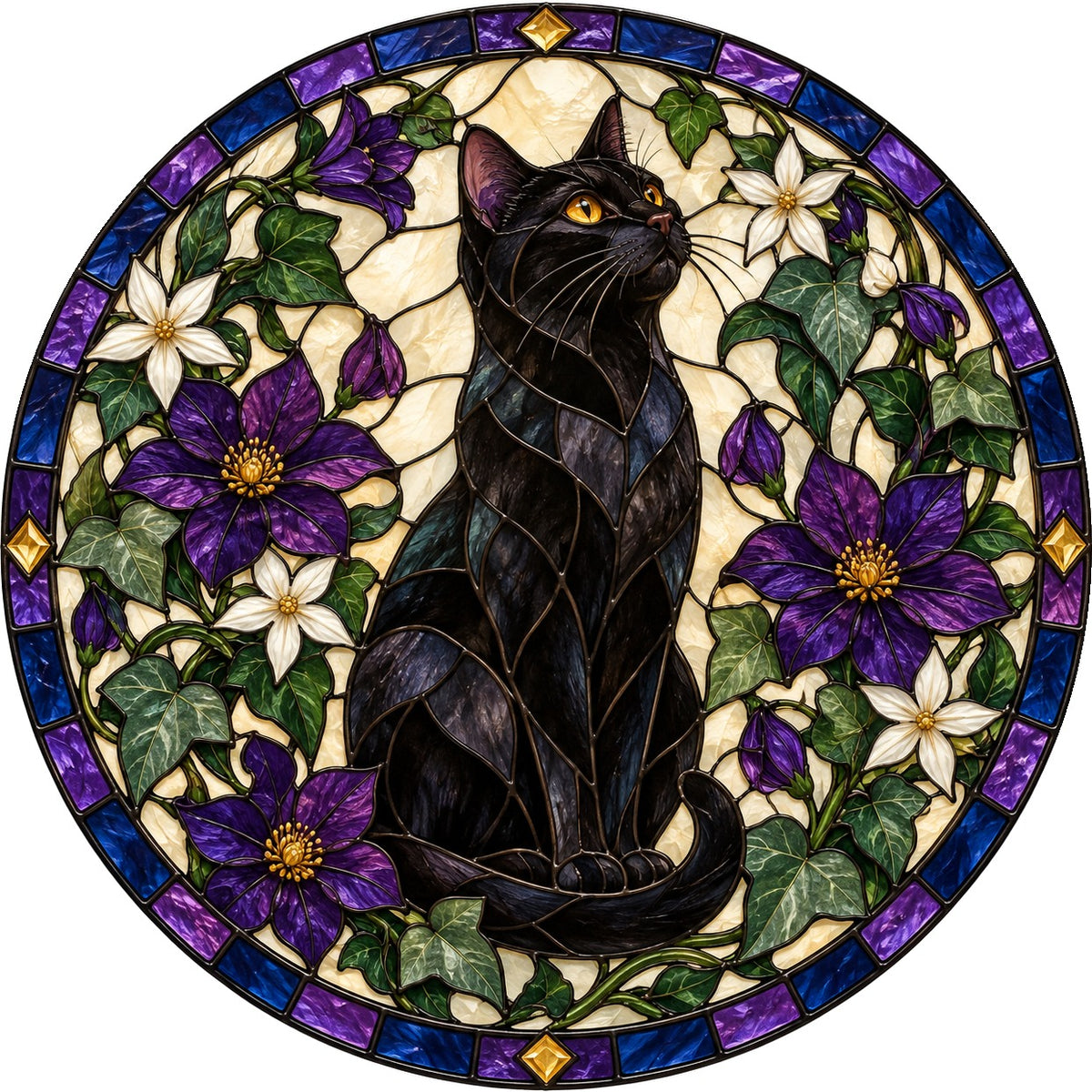 Midnight Familiar Black Cat Suncatcher Hanging Window Ornament