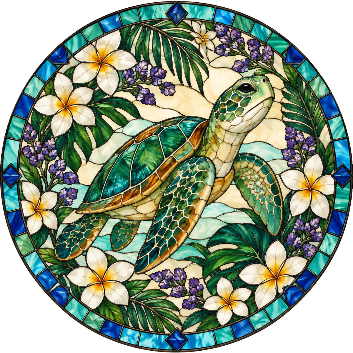 Sea Turtle Glass Suncatcher, Coastal Ocean Window Ornament