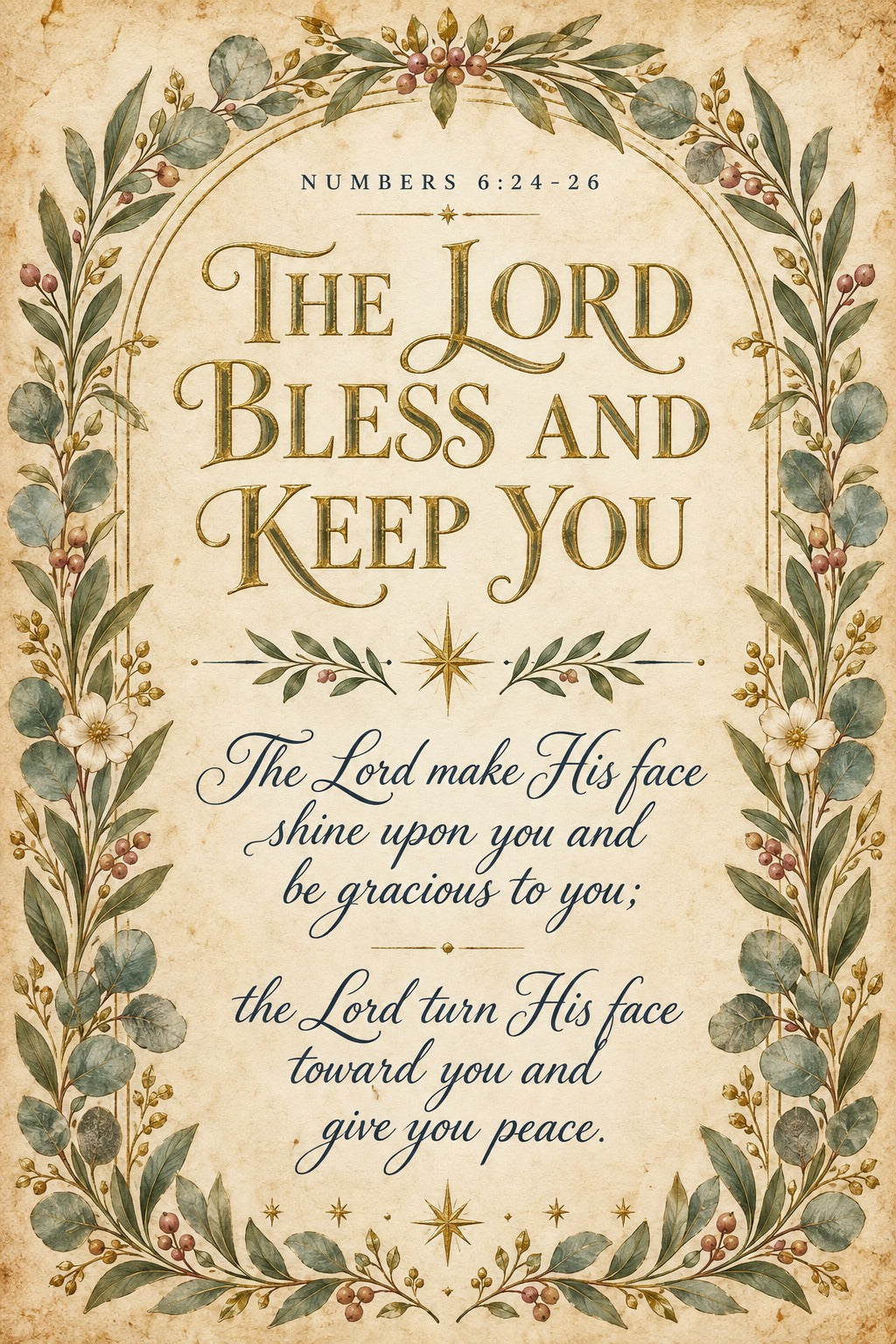 The Lord Bless and Keep You Aaronic Blessing Scripture Nursery Poster