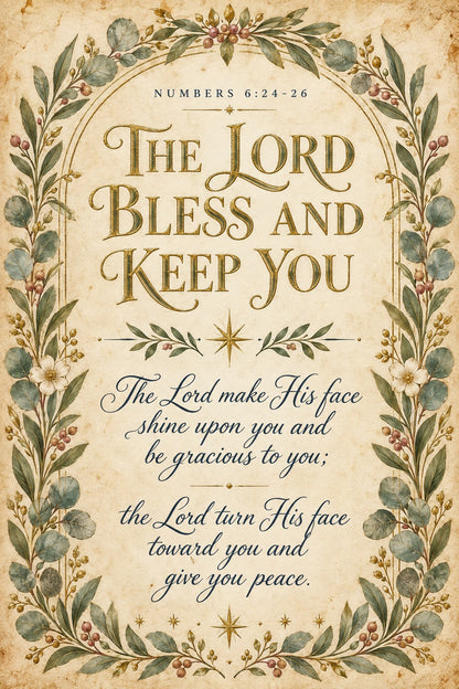 The Lord Bless and Keep You Aaronic Blessing Scripture Nursery Poster