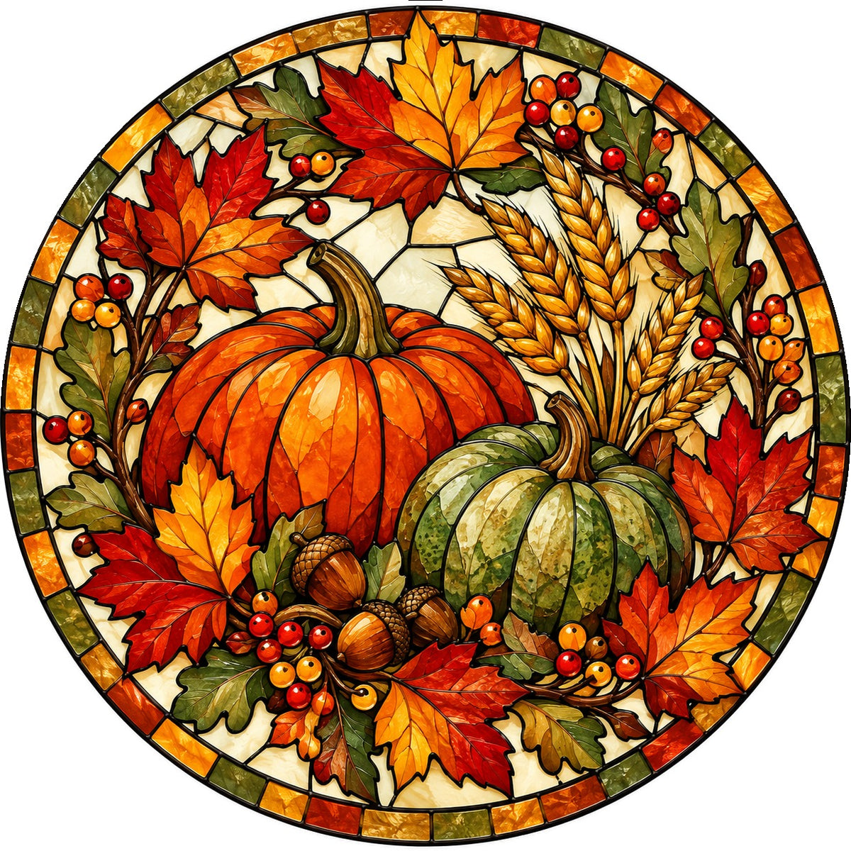 Harvest Heirloom Pumpkins Suncatcher, Autumn Window Decor Ornament