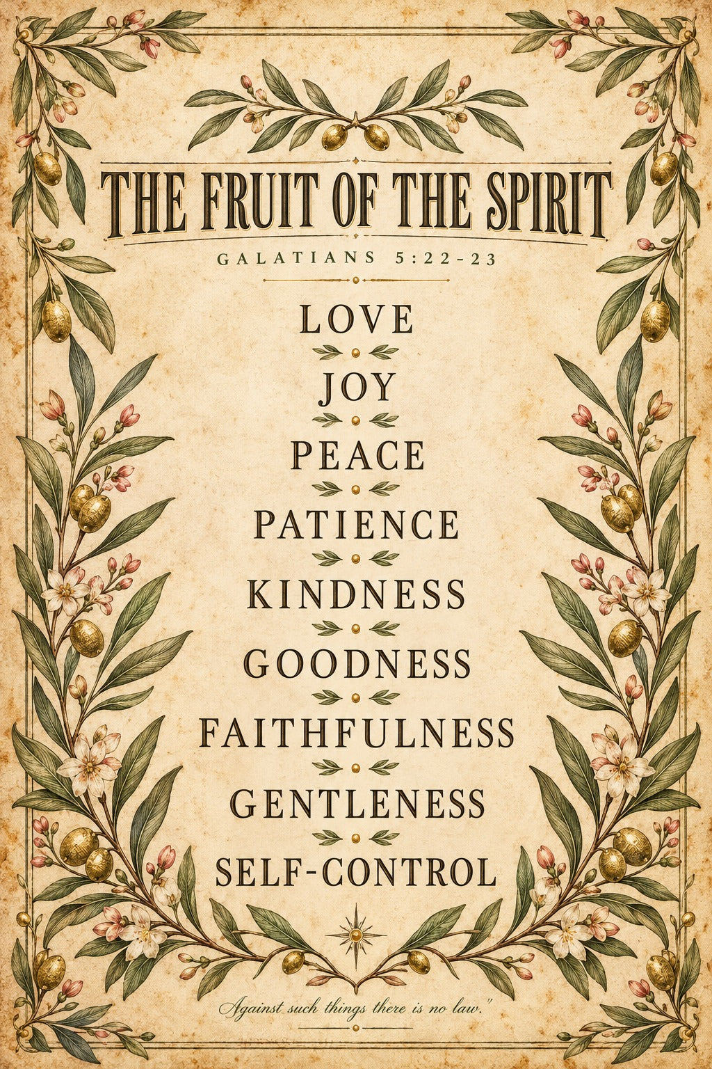 Botanical Fruit of the Spirit Scripture Poster