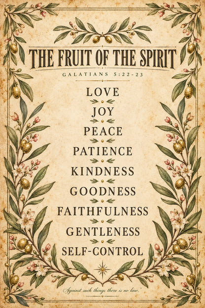 Botanical Fruit of the Spirit Scripture Poster