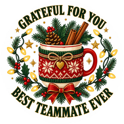 Grateful Teammate Holiday Badge Ceramic Christmas Ornament
