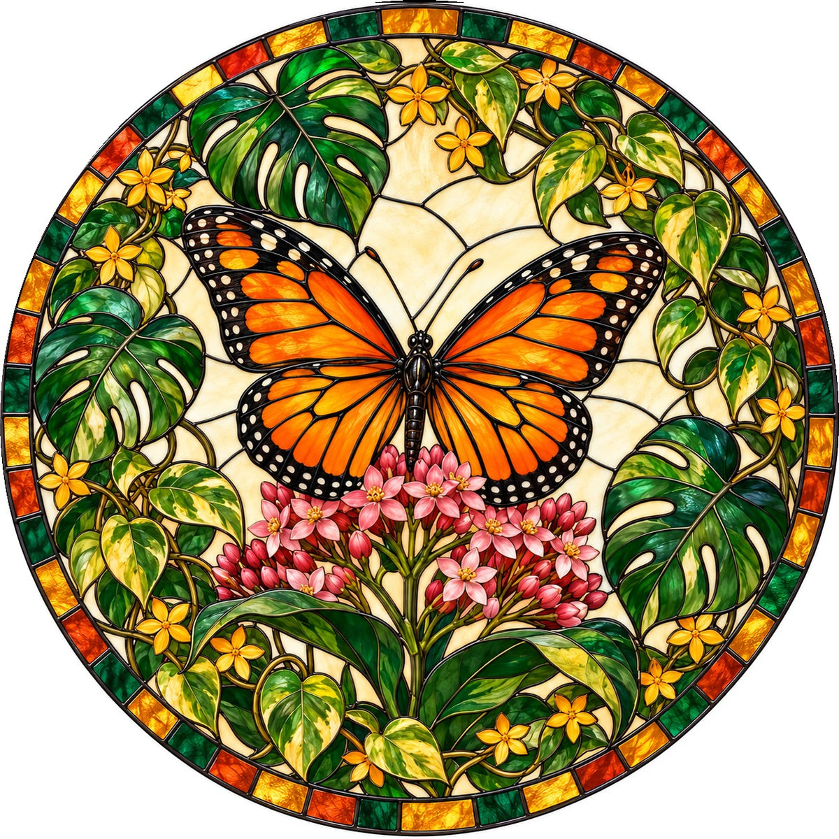 Monarch Butterfly Window Suncatcher, Garden Glass Hanging Ornament