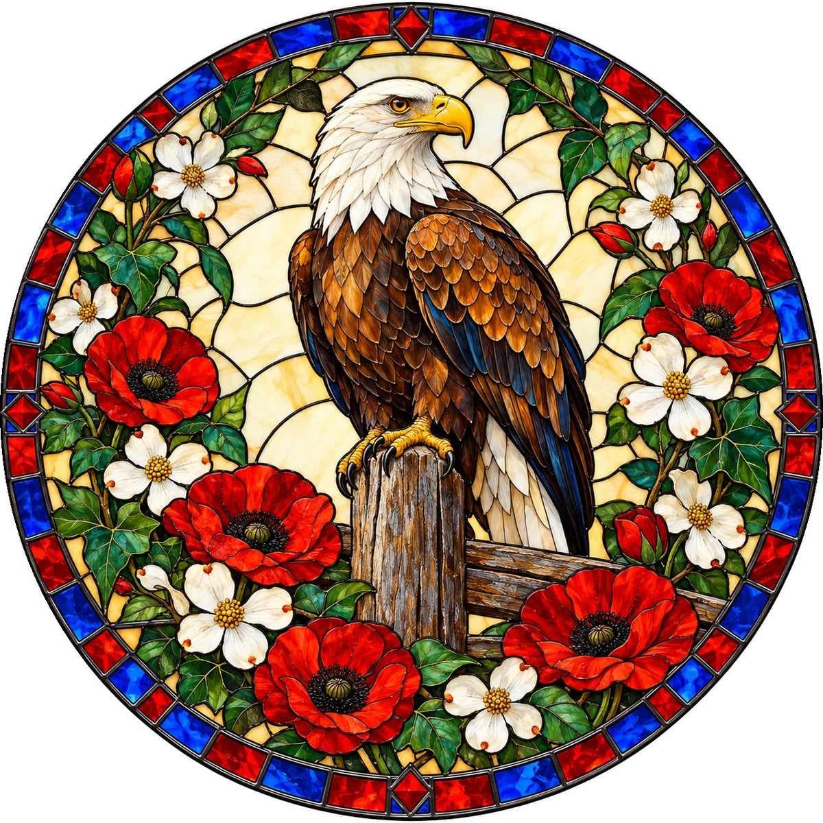 Majestic Eagle Americana Suncatcher Glass Window Ornament