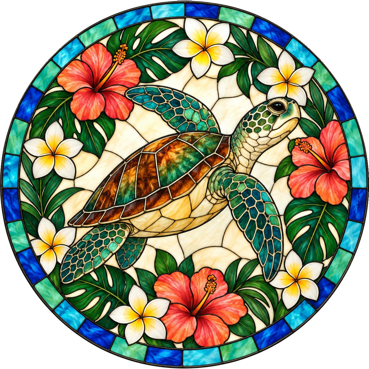 Gliding Sea Turtle Suncatcher Coastal Glass Window Ornament