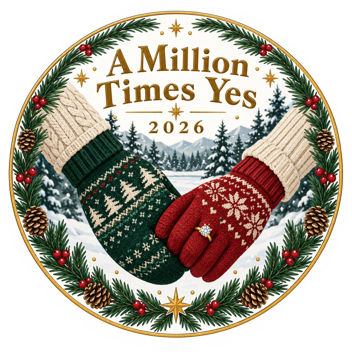 A Million Times Yes Keepsake Engagement Christmas Ornament