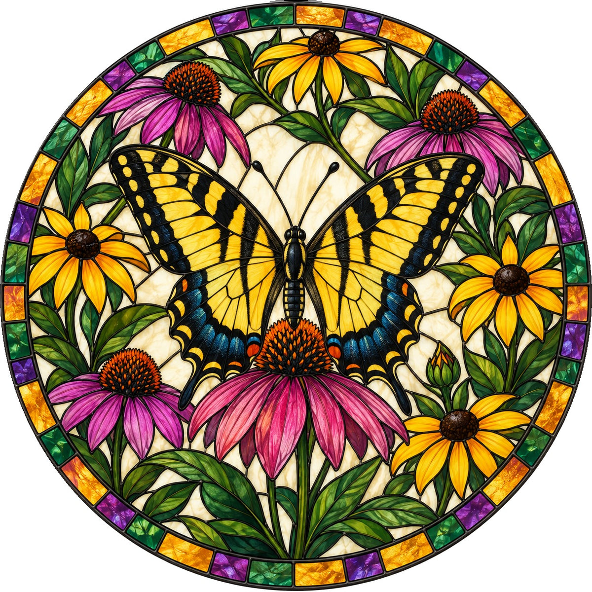 Sunlit Swallowtail Garden Suncatcher Glass Window Hanging Ornament