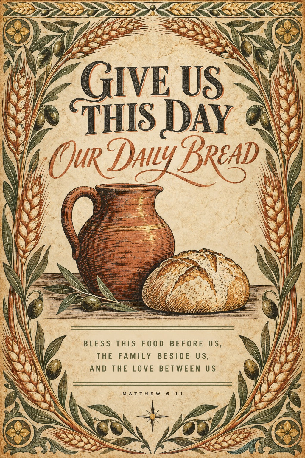 Give Us This Day Bible Scripture Poster, Daily Bread Kitchen Wall Art