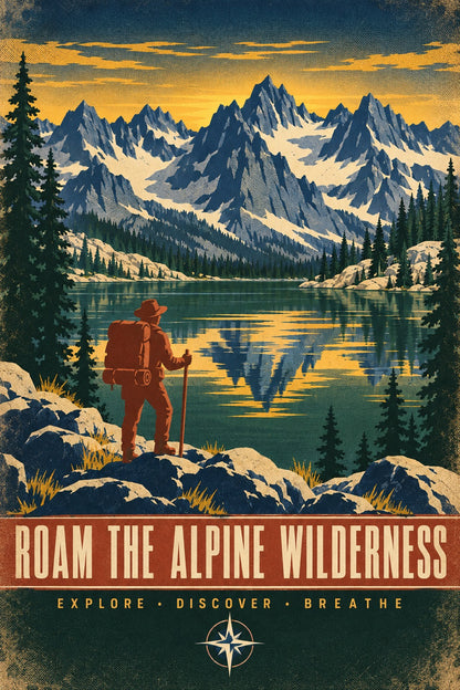 Alpine Tarn Wilderness Vintage Travel Art Poster