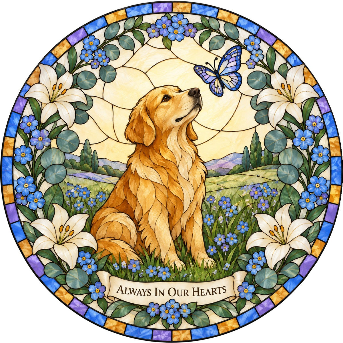 Forever Loved Dog Memorial Suncatcher Glass Window Hanging Ornament