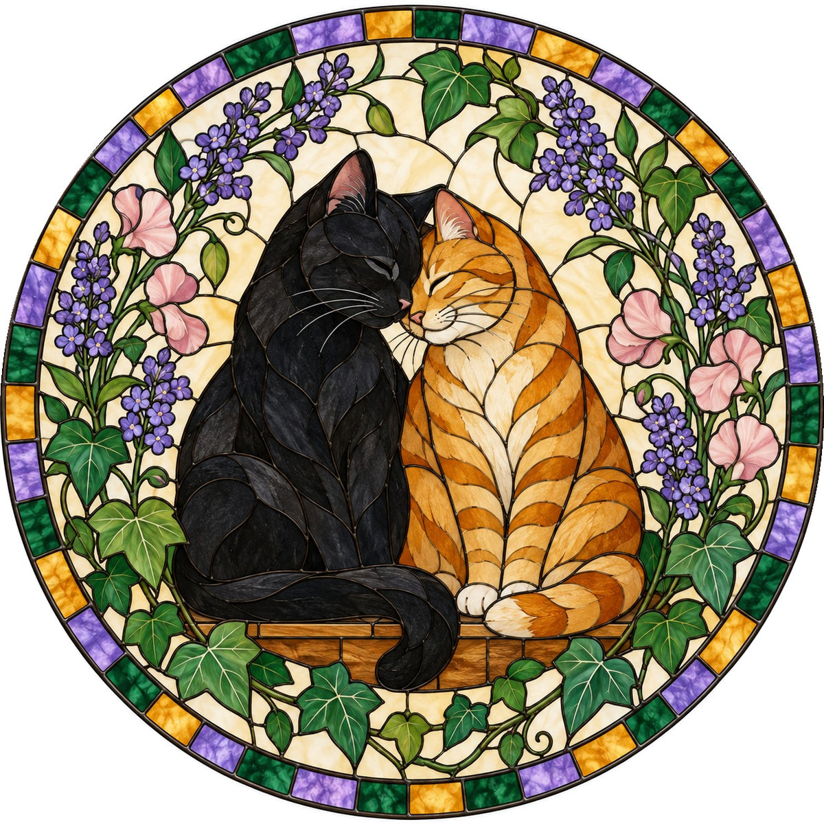 Affectionate Cats Suncatcher, Glass Pet Lover Window Ornament