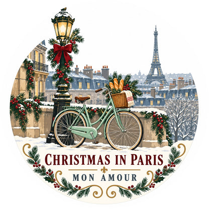 Christmas in Paris Mon Amour Ceramic Holiday Ornament