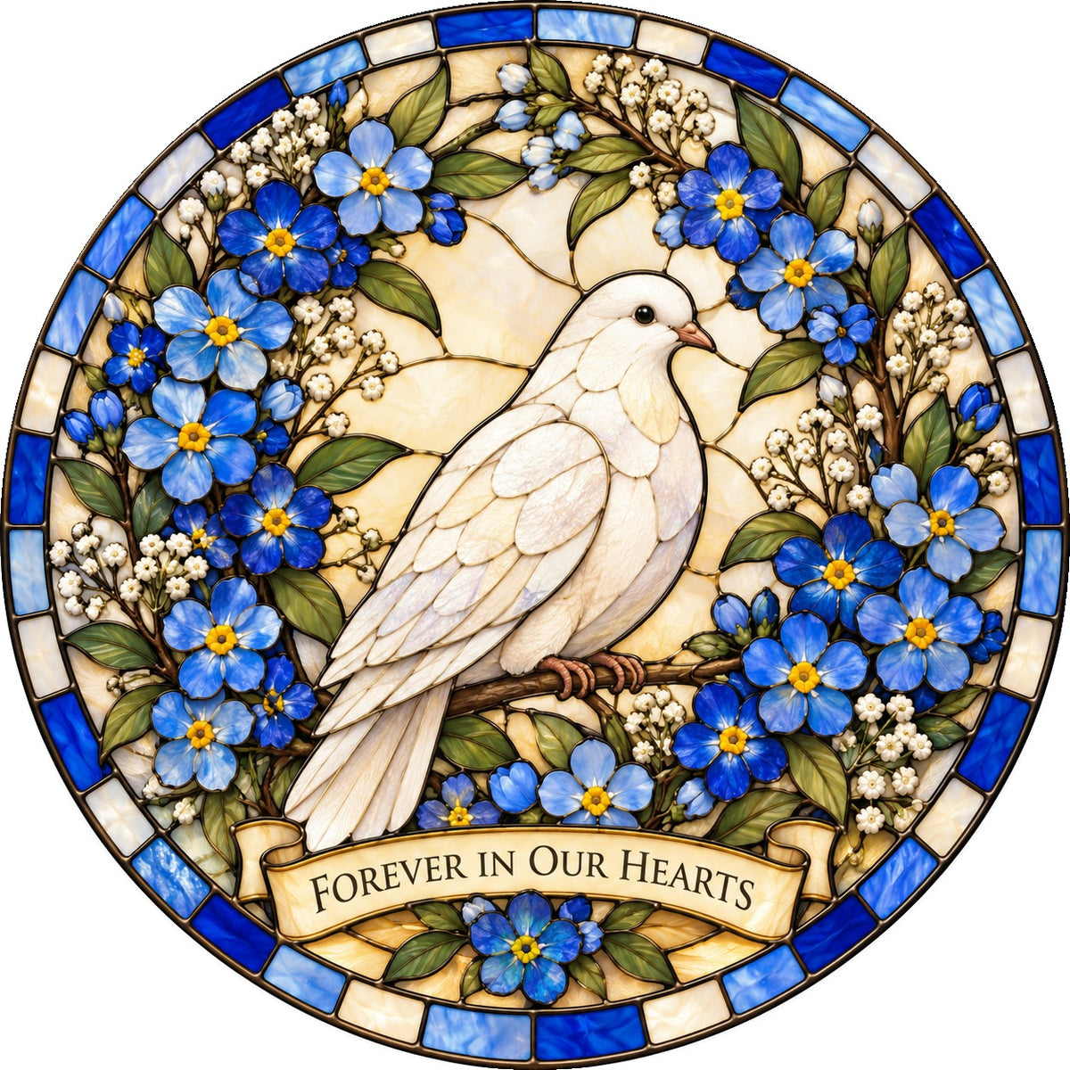 Dove of Remembrance Suncatcher, Glass Memorial Window Ornament