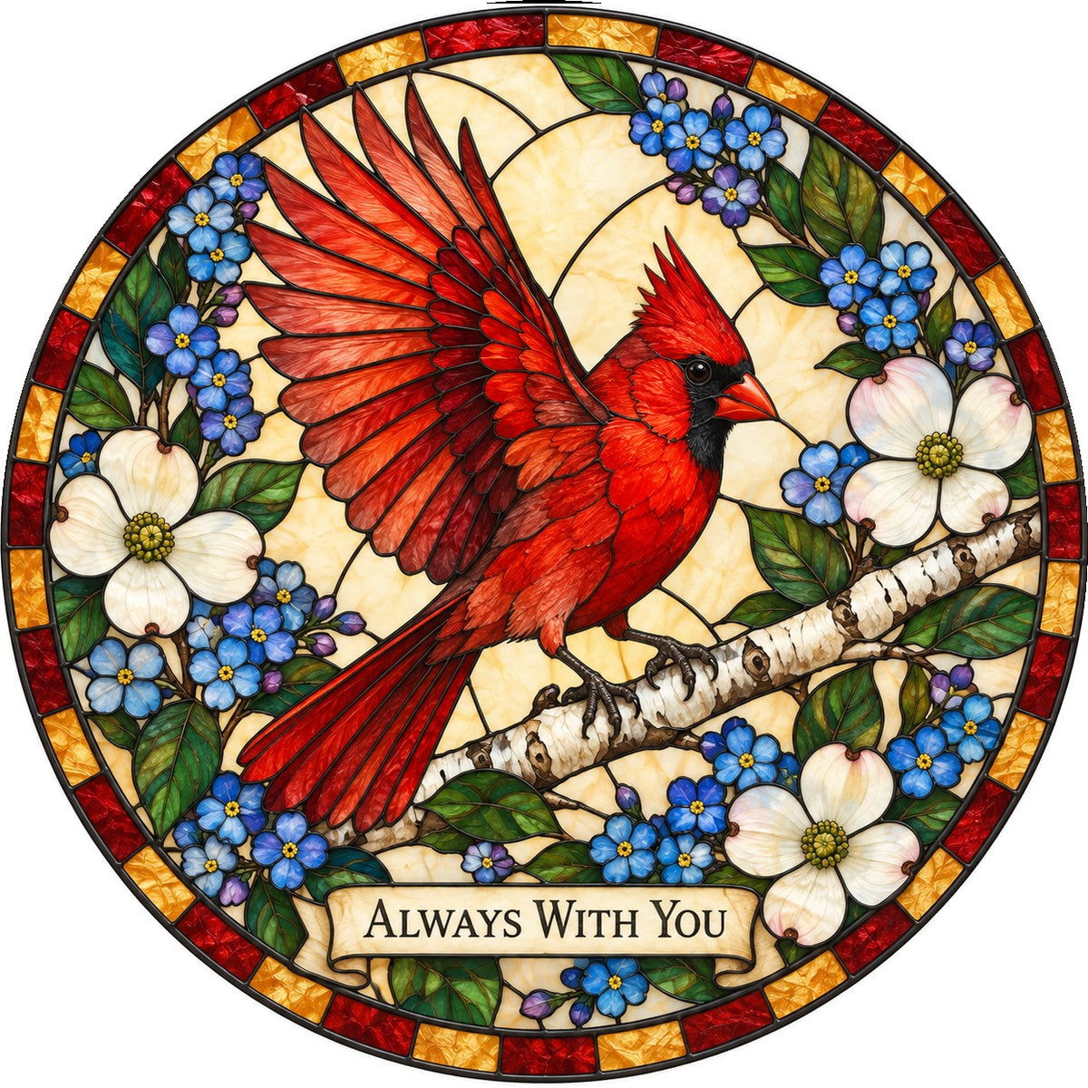 Cardinal Memorial Suncatcher Glass Window Hanging Ornament