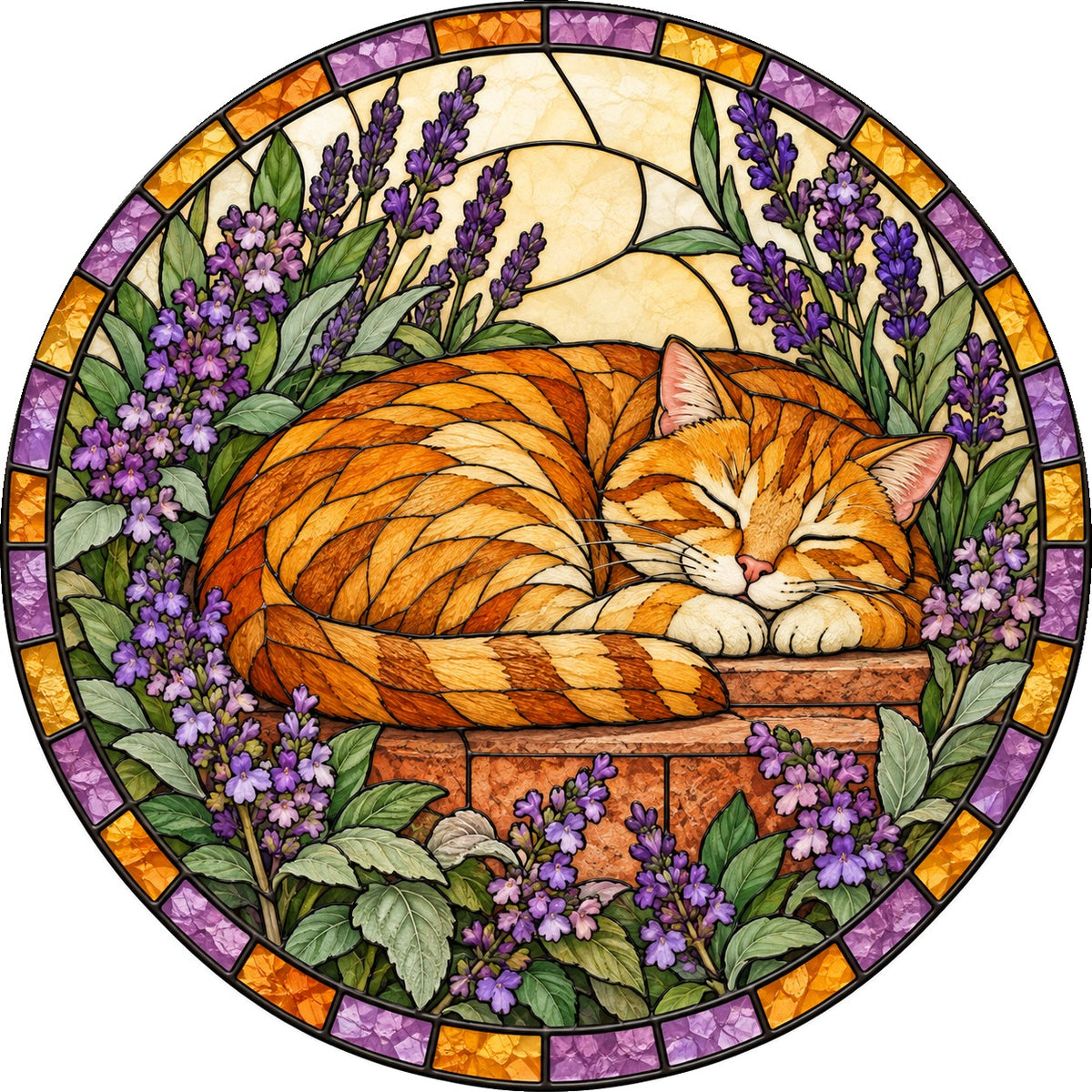 Catmint Reverie Tabby Suncatcher, Hanging Glass Window Ornament
