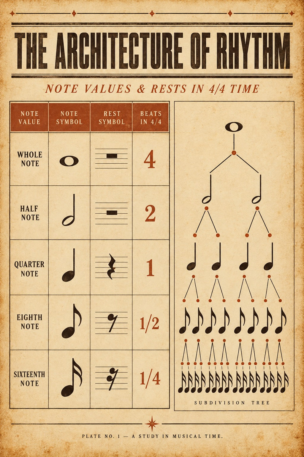 Architecture of Rhythm Reference Chart Music Poster