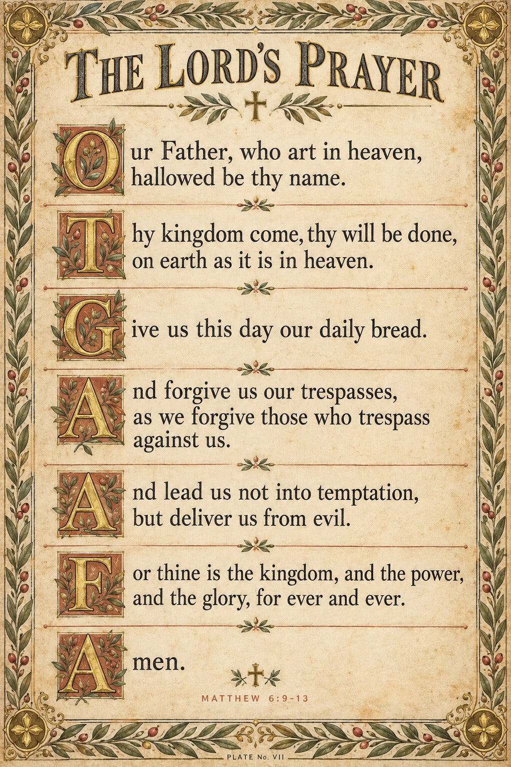 The Lord's Prayer Scripture Poster, Christian Wall Art