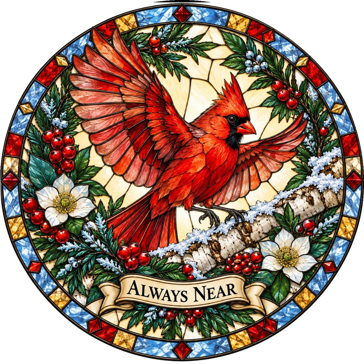 Winter Messenger Cardinal Suncatcher Window Hanging Memorial Ornament