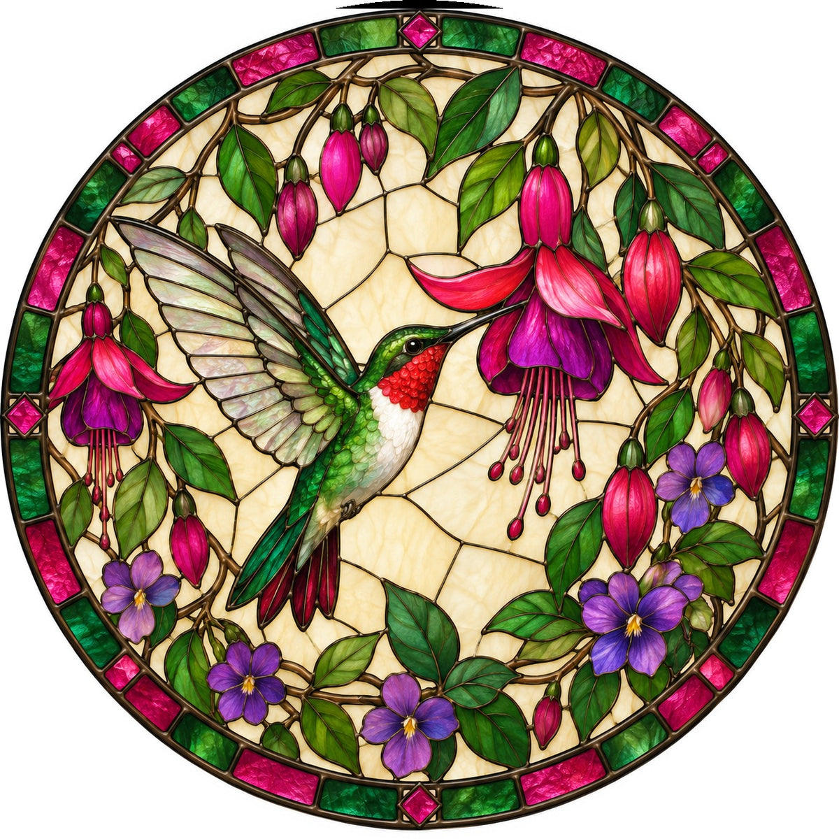 Ruby Hummingbird Glass Suncatcher Hanging Garden Window Ornament