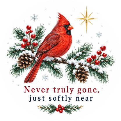 Softly Near Memorial Cardinal Ceramic Christmas Ornament