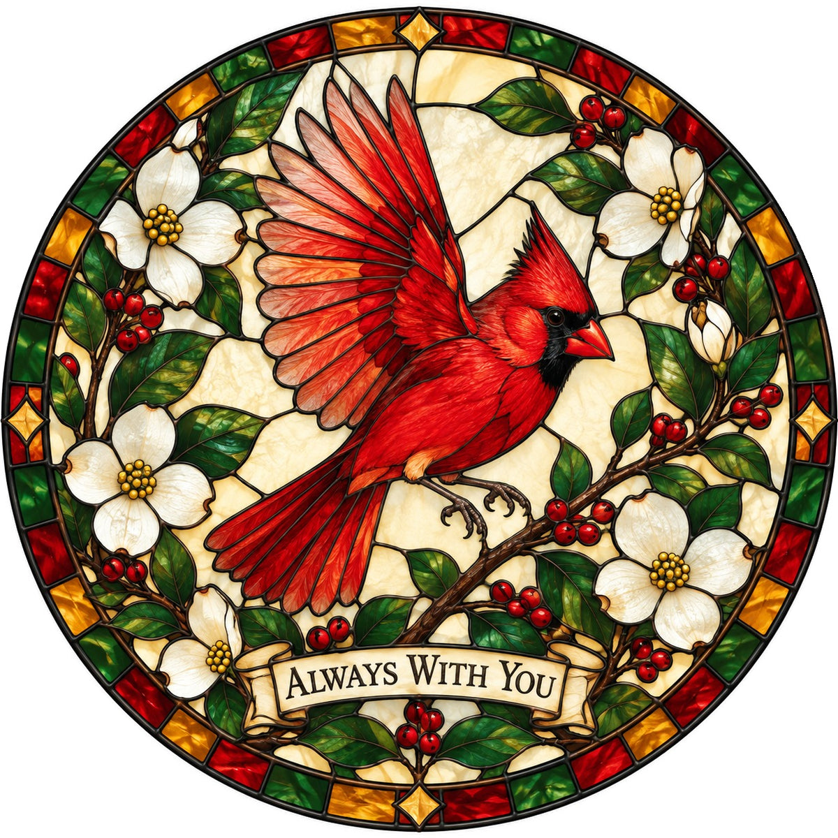Cardinal of Comfort Memorial Suncatcher, Hanging Glass Ornament