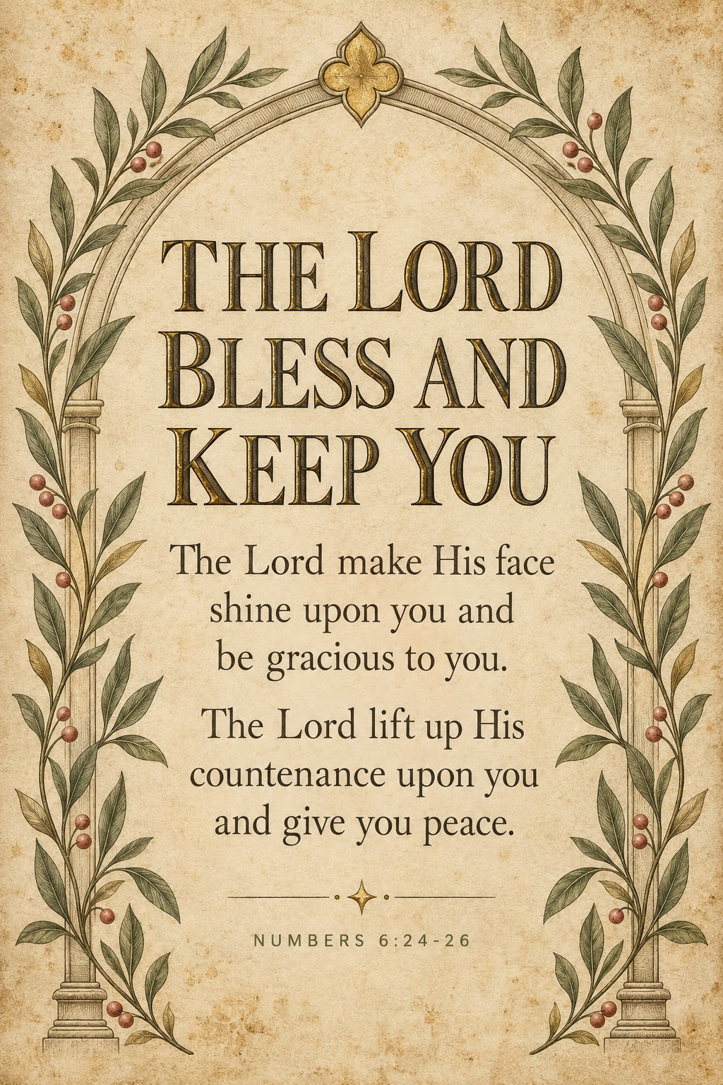 Aaronic Blessing Arch Poster, Numbers 6 Scripture Nursery Wall Art
