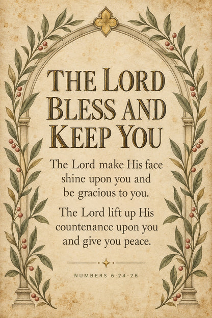 Aaronic Blessing Arch Poster, Numbers 6 Scripture Nursery Wall Art