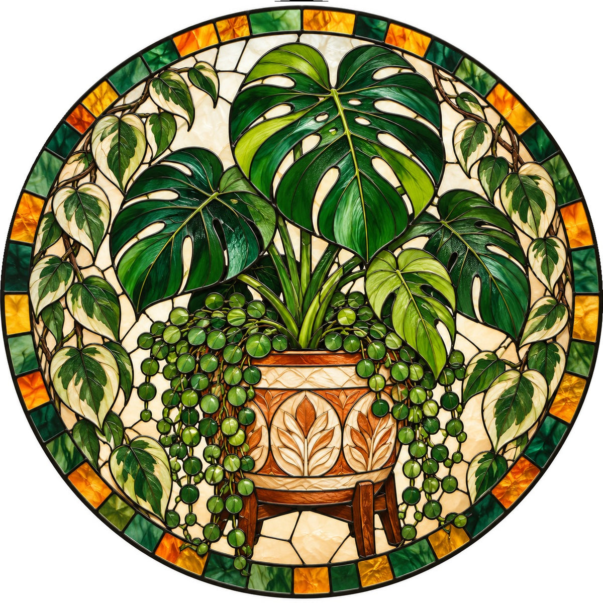 Monstera Plant Suncatcher, Glass Botanical Window Hanging Ornament