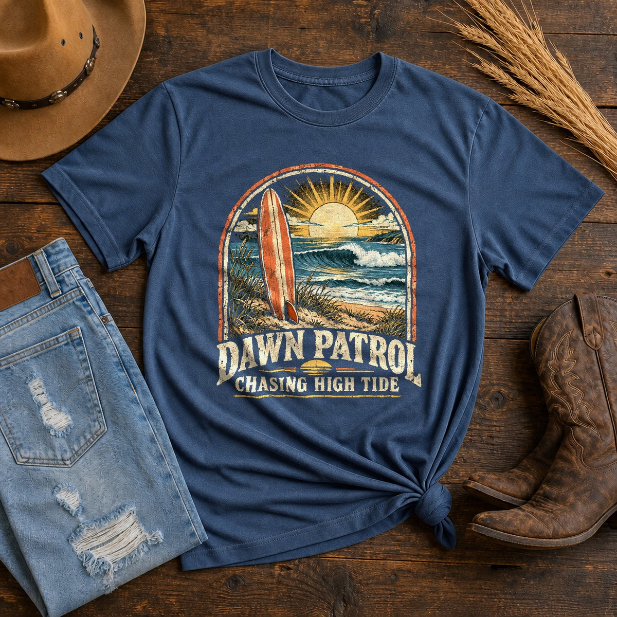 Comfort Colors Dawn Patrol Surf T-Shirt, Coastal Wave Graphic Tee