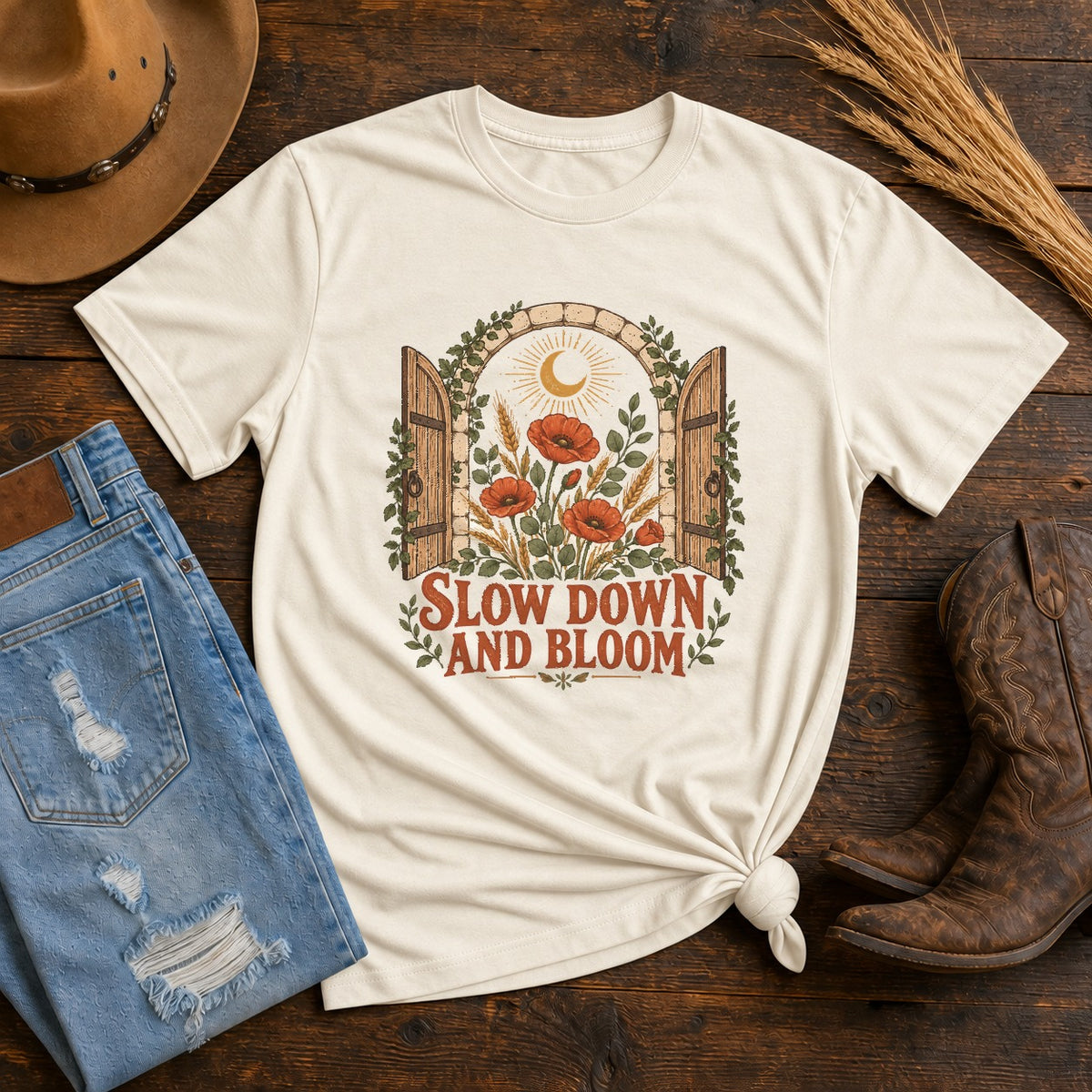 Slow Down and Bloom Botanical Comfort Colors T-Shirt