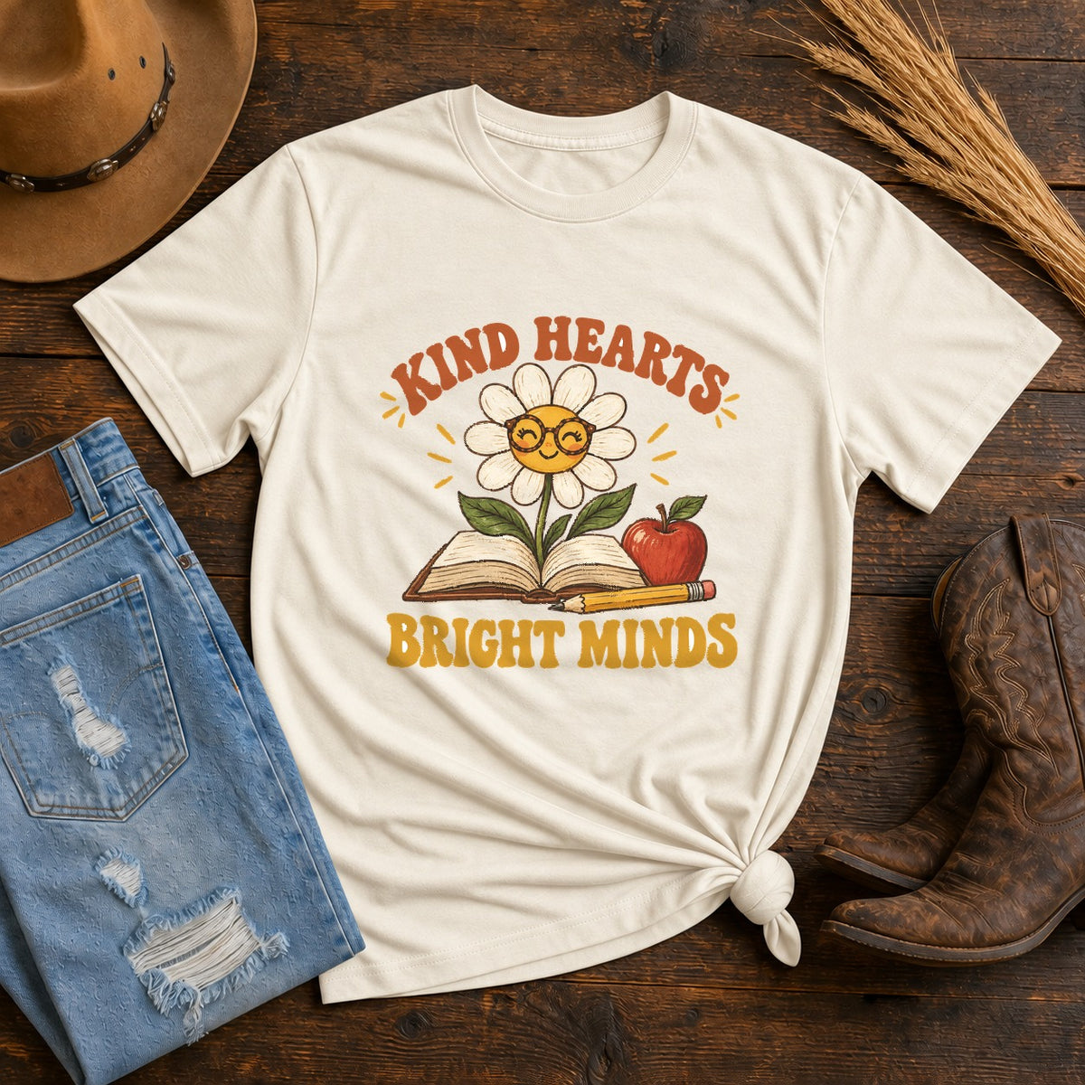 Kind Hearts Bright Minds Comfort Colors T-Shirt, Teacher Graphic Tee