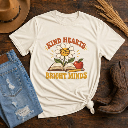 Kind Hearts Bright Minds Comfort Colors T-Shirt, Teacher Graphic Tee