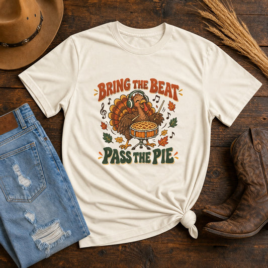 Bring the Beat Pass the Pie Comfort Colors T-Shirt, Thanksgiving Music